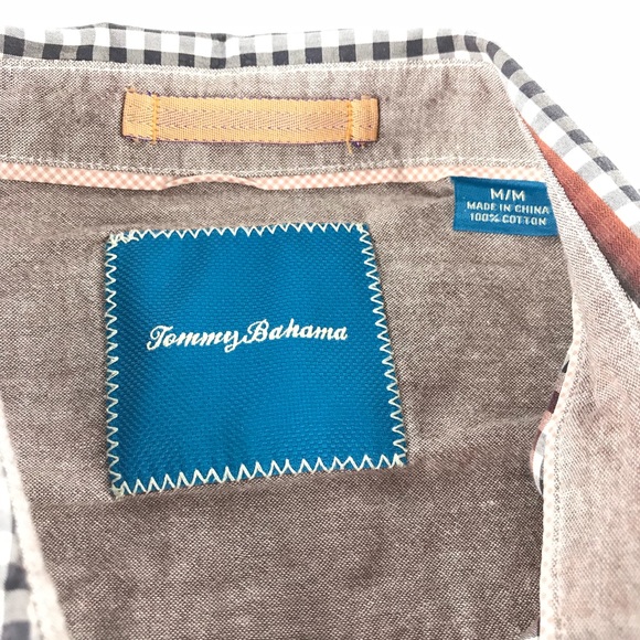 Tommy Bahama Vertical Stripe Black Tan Gingham - Picture 5 of 8